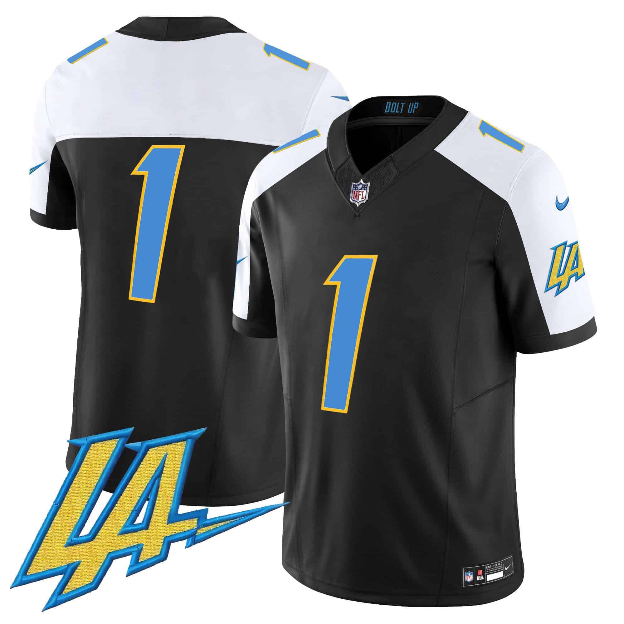 Men Los Angeles Chargers #1 No Name Black 2024 Nike Vapor Limited NFL Jersey->indianapolis colts->NFL Jersey